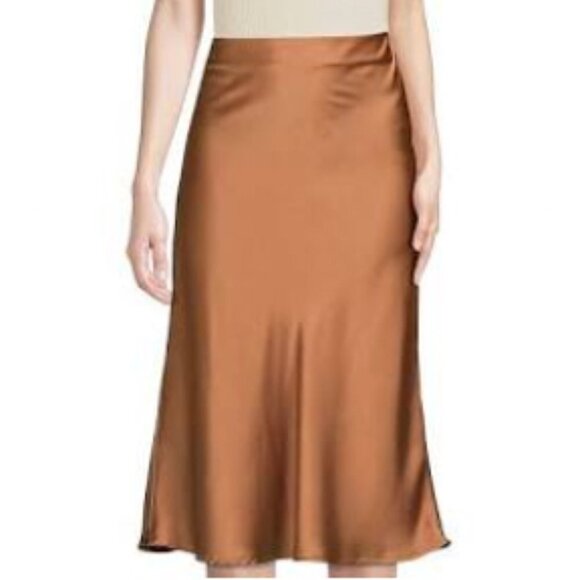 Forever 21 Bronze Metallic Midi Length Satin Slip Skirt Size 3X - Picture 1 of 7